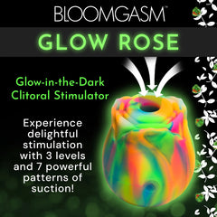 Glow Rose Glow-in-the-Dark Rose Clit Stimulator - Rainbow